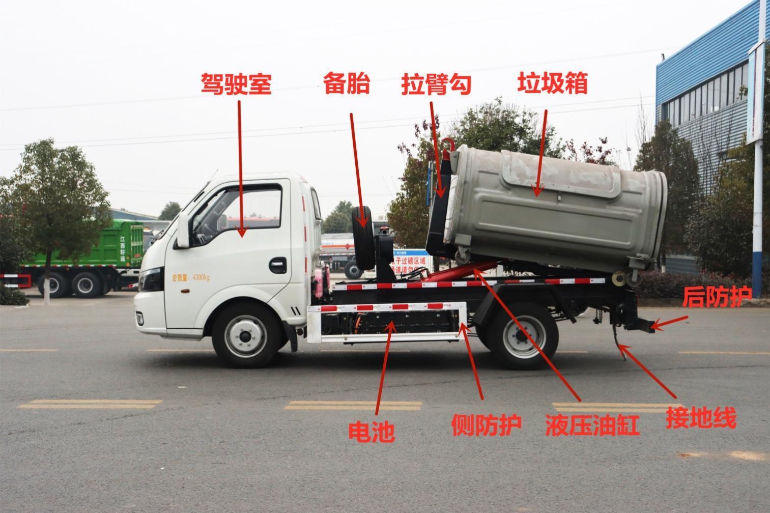 福田小卡純電動(dòng)車(chē)廂可卸式垃圾車(chē)圖片2